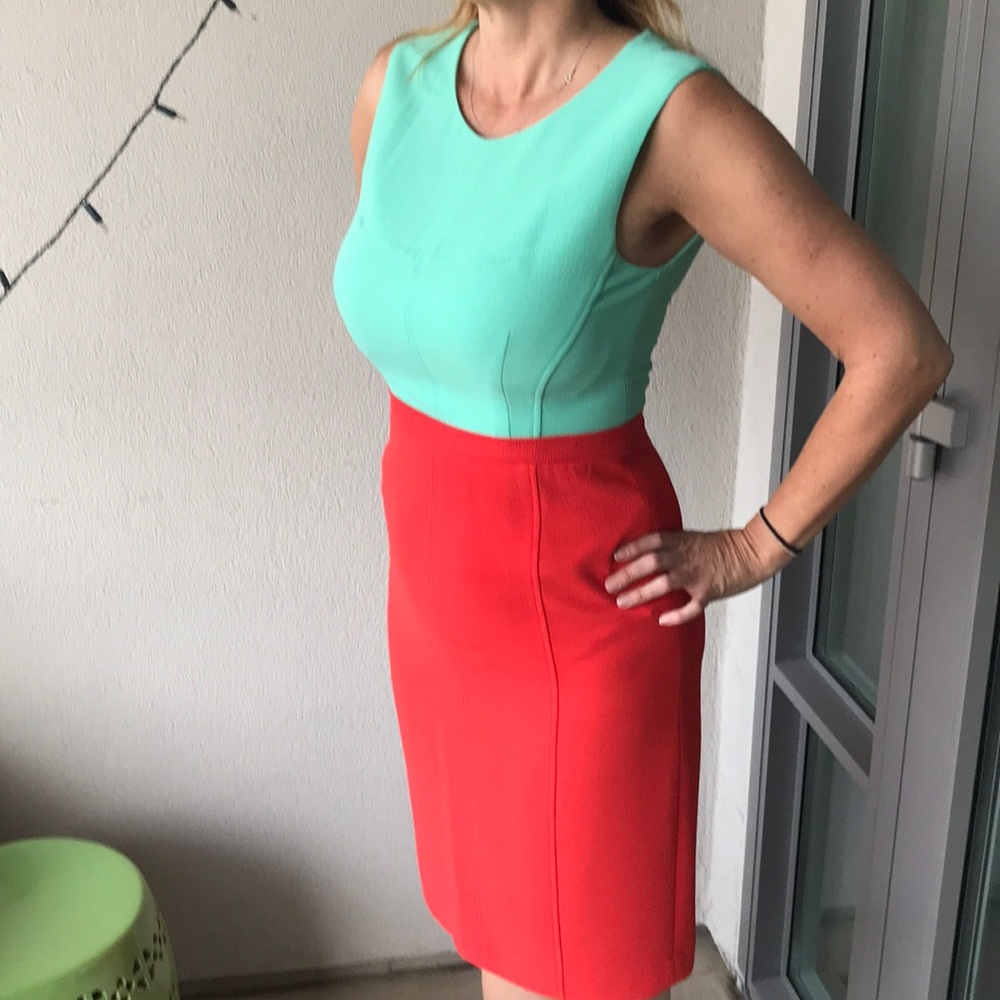 BCBG Maxazria dress teal and coral dress, size 8